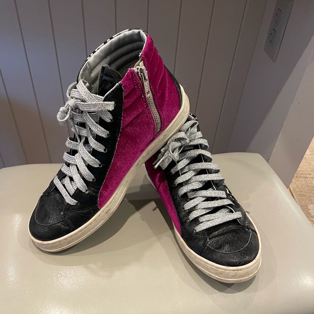 P448 Black and Pink High-Top Sneakers
